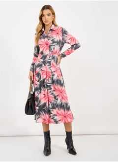 Styli All-Over Floral Print Open Front Abaya  - Image 4
