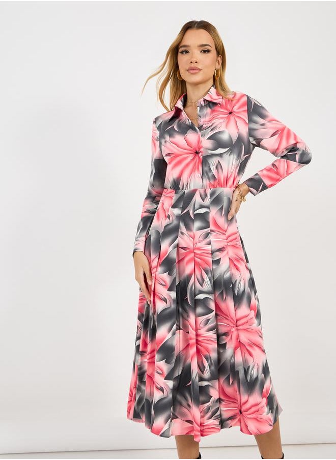 Styli All-Over Floral Print Open Front Abaya  - Image 2