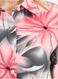 Styli All-Over Floral Print Open Front Abaya  - Image 3