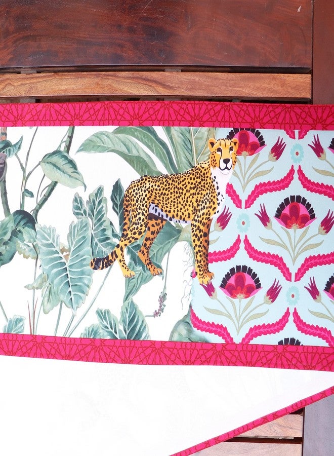 زيبا مفرش طاولة من قماش بولي كانفاس مطبوع عليه رسومات حيوانات من زيبا وورلد مع حافة | متعدد الألوان | مفرش طاولة طعام لأربعة أو ستة أشخاص | ديكور غرفة المعيشة | 30 سم × 210 سم (12 بوصة × 84 بوصة) - Image 3