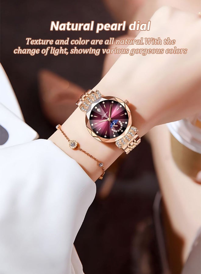 لاباولي Women's classic style wristwatch, women's stainless steel round dial mechanical watch, fashionable women's watch - Image 2