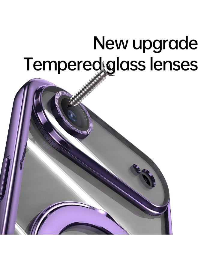 جراب مغناطيسي لهاتف iPhone 17 Air، مع حامل حلقي غير مرئي، واقي مدمج لعدسة الكاميرا، متوافق مع MagSafe، جراب ناعم مقاوم للخدش والصدمات لهاتف iPhone Air 6.5 بوصة، أرجواني - Image 5