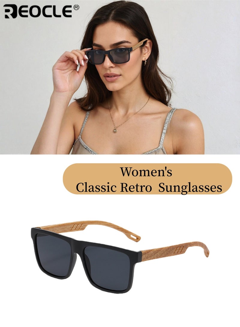 ريوكل نظارات شمسية نسائية كلاسيكية عاكسة UV400 بتصميم رجعي، بمفصل ناعم قابل للانحناء، نظارات عادية مزخرفة، مقاومة للضوء الساطع، متينة ومثالية لجميع المناسبات - Image 1