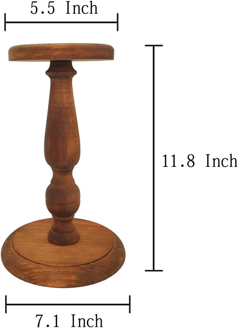 Owlgift Rustic Brown Vintage Style Wood Hat Stand, Wig Holder Display, Helmet Organizer Storage - Image 4