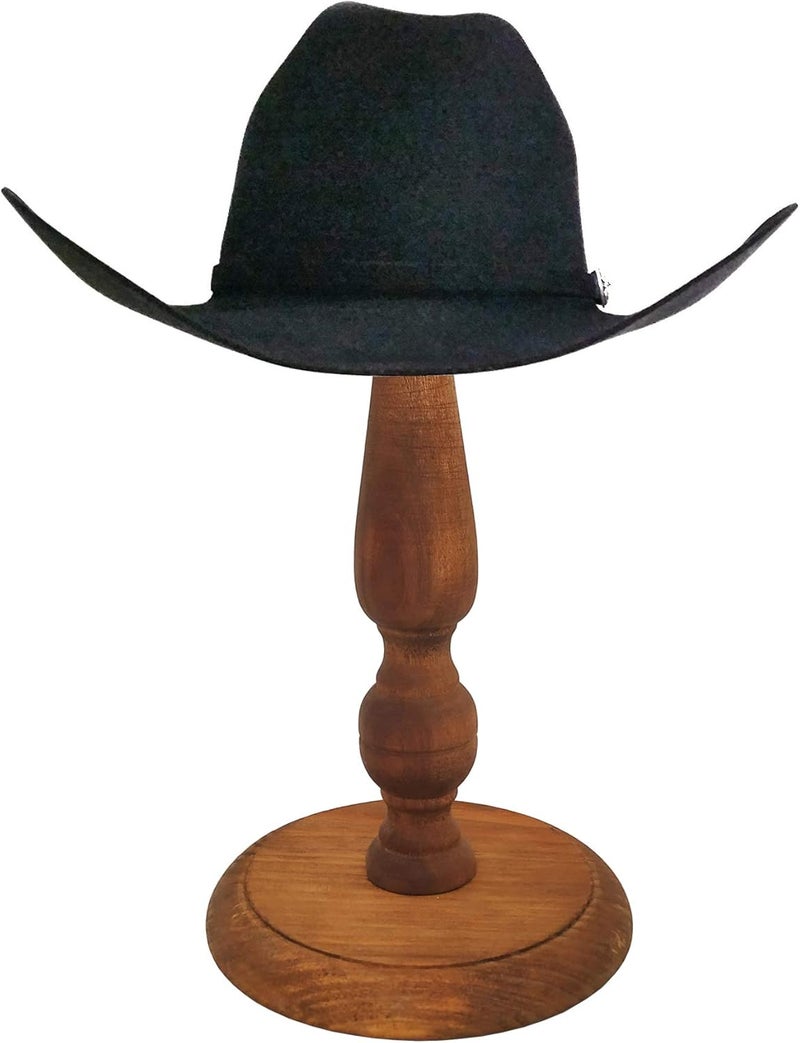 Owlgift Rustic Brown Vintage Style Wood Hat Stand, Wig Holder Display, Helmet Organizer Storage - Image 2