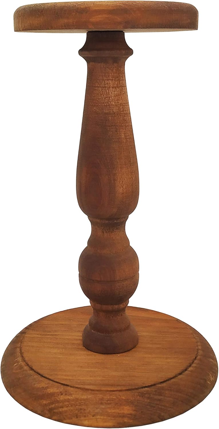 Owlgift Rustic Brown Vintage Style Wood Hat Stand, Wig Holder Display, Helmet Organizer Storage - Image 1