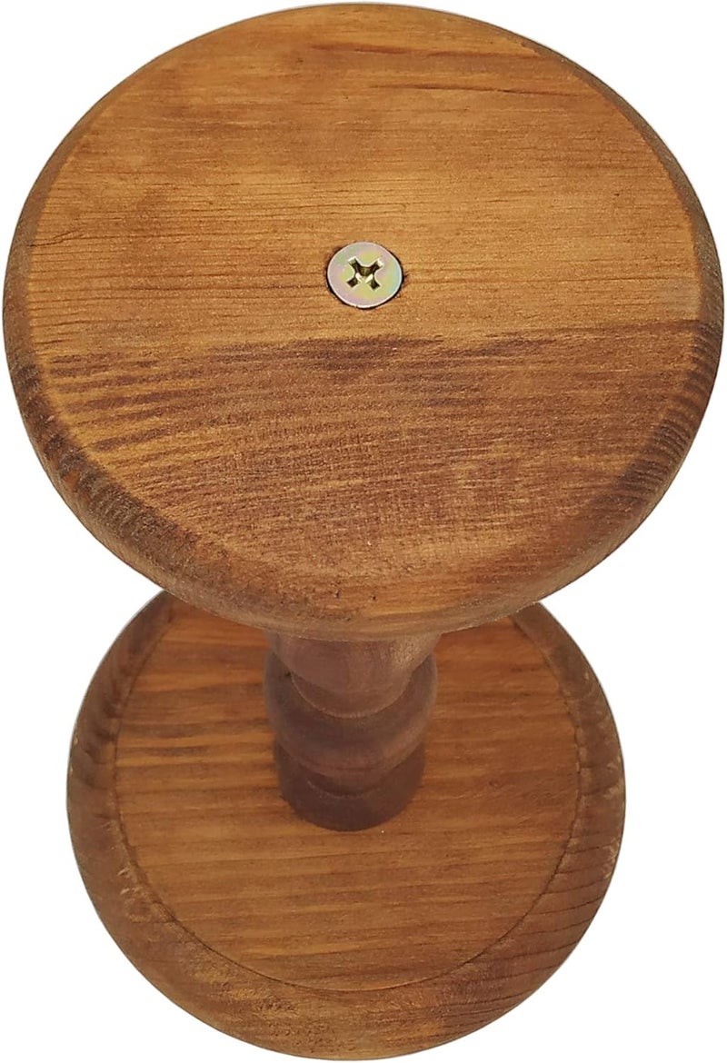 Owlgift Rustic Brown Vintage Style Wood Hat Stand, Wig Holder Display, Helmet Organizer Storage - Image 3