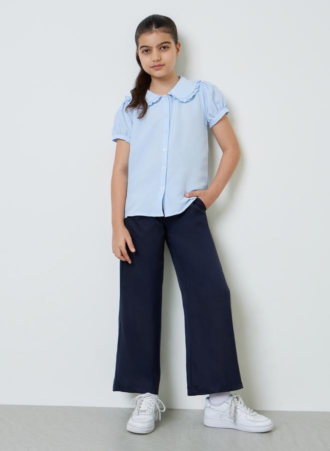 Styli Teen Girls Navy Blue Wide Leg Pants with Side Pocket - Image 2