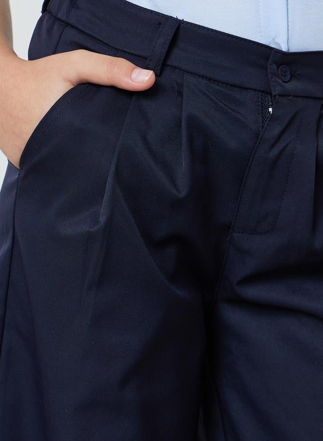 Styli Teen Girls Navy Blue Wide Leg Pants with Side Pocket - Image 3
