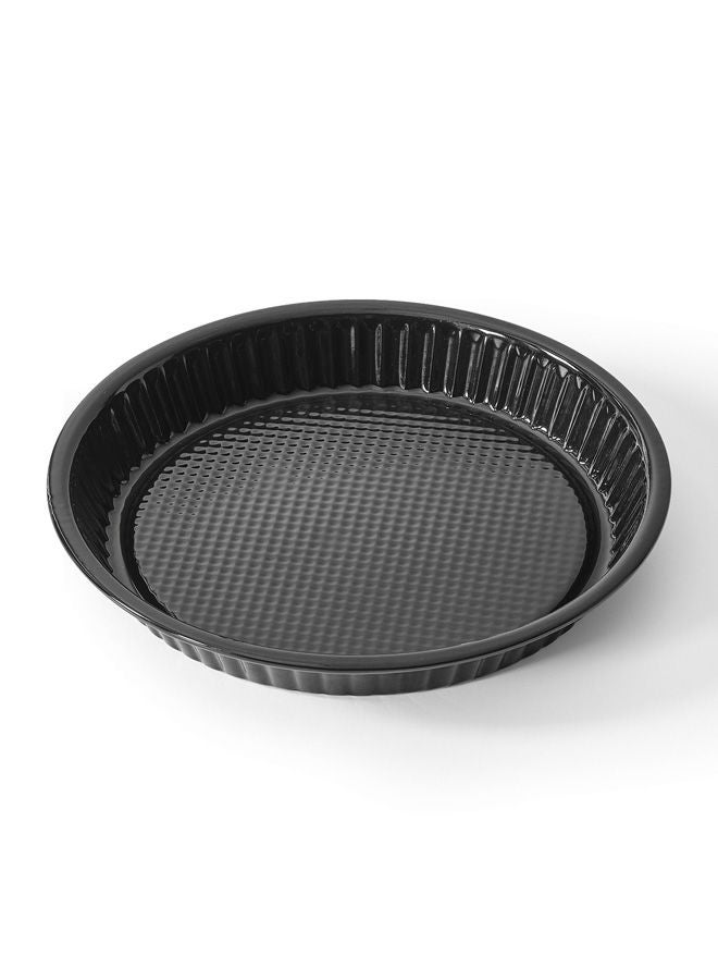 Easy Cooking Aluminium Non-Stock Round Baking Pie Dish Black 30cm - Image 1