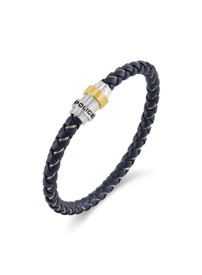 بوليس Gripcore Gold Plated Barrel Black Braided Leather Bracelet for Men