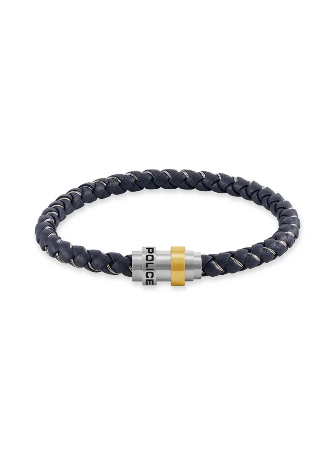 بوليس Gripcore Gold Plated Barrel Black Braided Leather Bracelet for Men