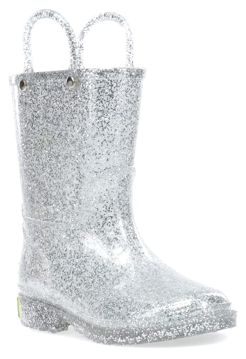 Western Chief Girls Glitter Rain Boot, Silver, 11 M US Little Kid - Image 1