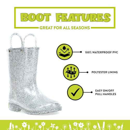 Western Chief Girls Glitter Rain Boot, Silver, 11 M US Little Kid - Image 2