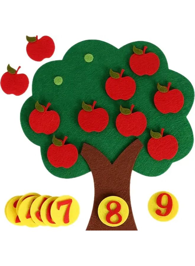 Felt Apple Tree Math Learning Game Counting Addition Subtraction Educational Toy - Image 2