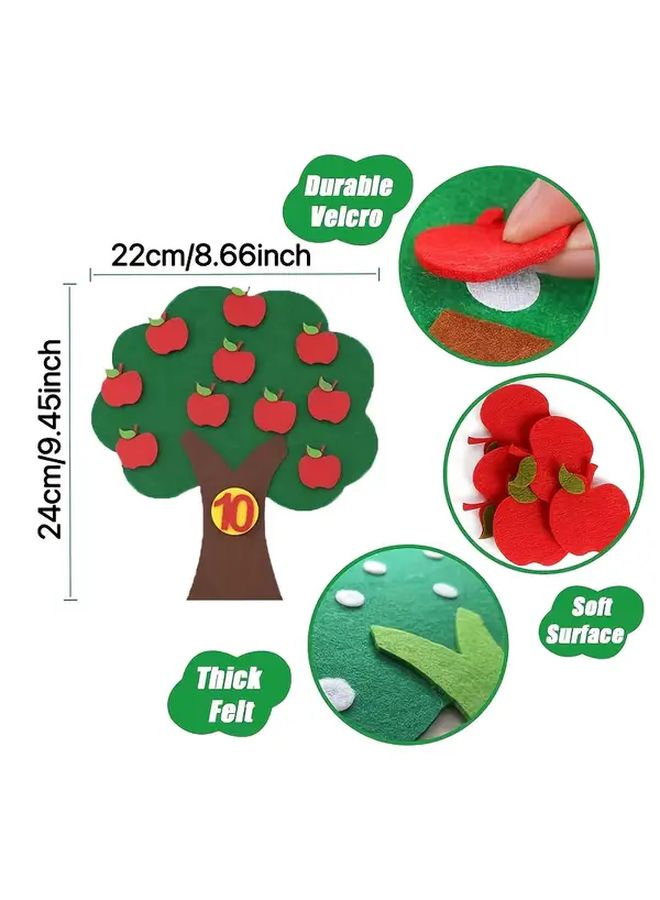 Felt Apple Tree Math Learning Game Counting Addition Subtraction Educational Toy - Image 3