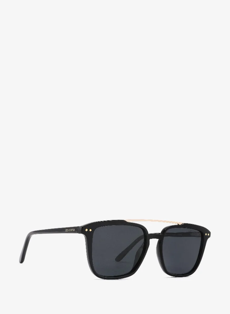 Lee Cooper Polarized Sunglasses Shiny Black Frame Single Black Mirror Lens 51mm  - LC1019C01