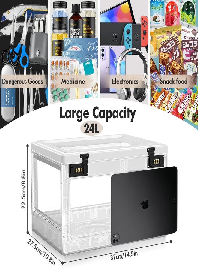 biliitim Extra Large Lock Box for Medication Safe, Medicine Lockable Storage Box with Code, Phone Lock Boxes for Video Games, Box with Combination Lock for Snacks/Food, Locking Cabinet for Home/Office (Clear) - Image 2