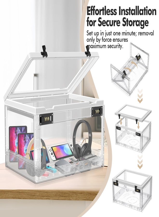 biliitim Extra Large Lock Box for Medication Safe, Medicine Lockable Storage Box with Code, Phone Lock Boxes for Video Games, Box with Combination Lock for Snacks/Food, Locking Cabinet for Home/Office (Clear) - Image 4