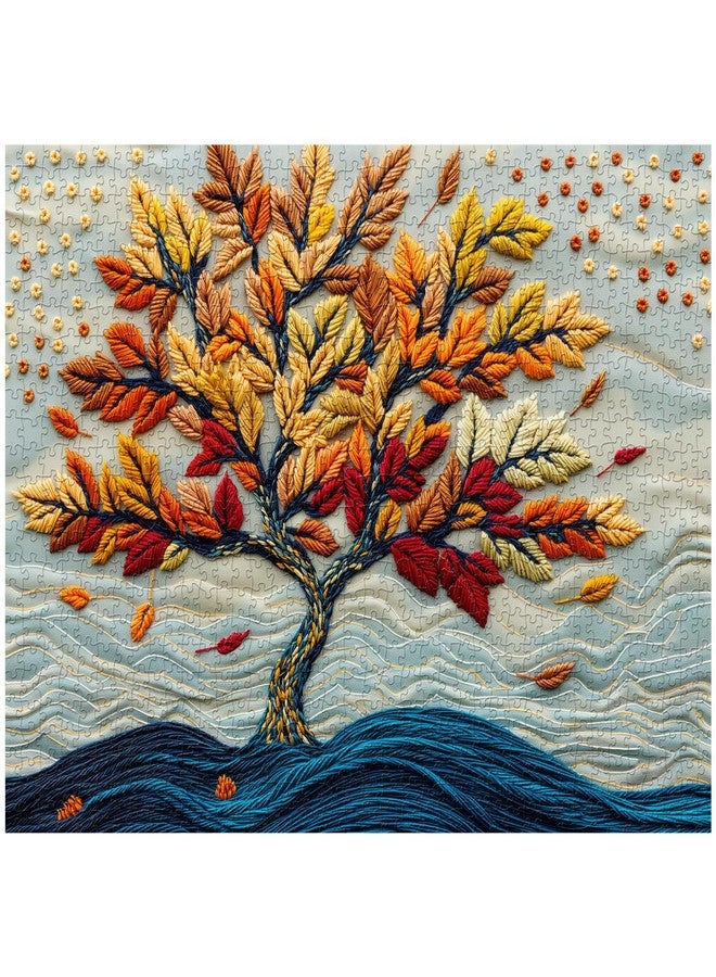 PPuzzling Tree of Life Puzzles for Adults 1000 Pieces, Embroidery Autumn Tree Jigsaw Puzzles, Colorful Nature Plant Difficult Challenging Puzzle as Home Decor - Image 1