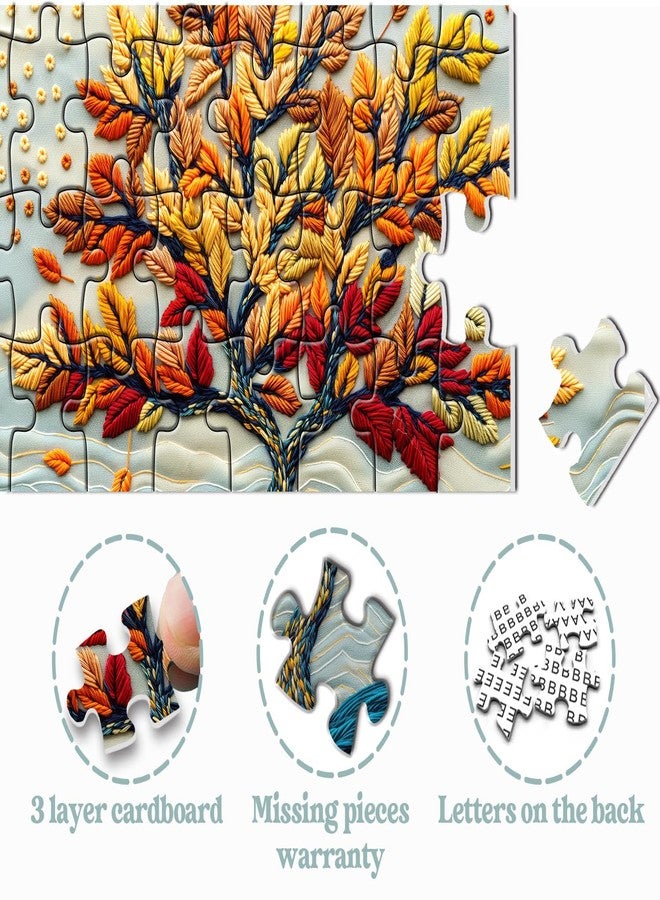 PPuzzling Tree of Life Puzzles for Adults 1000 Pieces, Embroidery Autumn Tree Jigsaw Puzzles, Colorful Nature Plant Difficult Challenging Puzzle as Home Decor - Image 5
