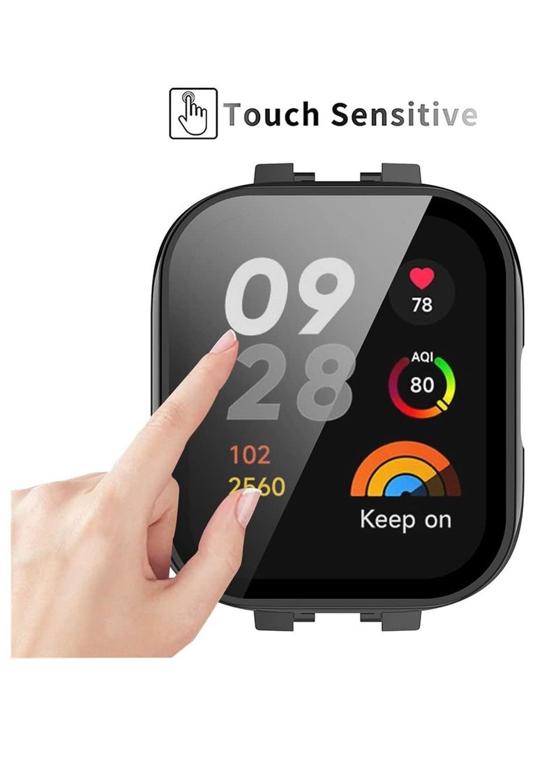 KASTWAVE - 2 Pcs Case With Tempered Glass Screen Protector Compatible for Xiaomi Redmi Watch 3, 9H Hardness All-round Protective Cover Ultra-thin Protective PC Case Cover, Green and Black - Image 1