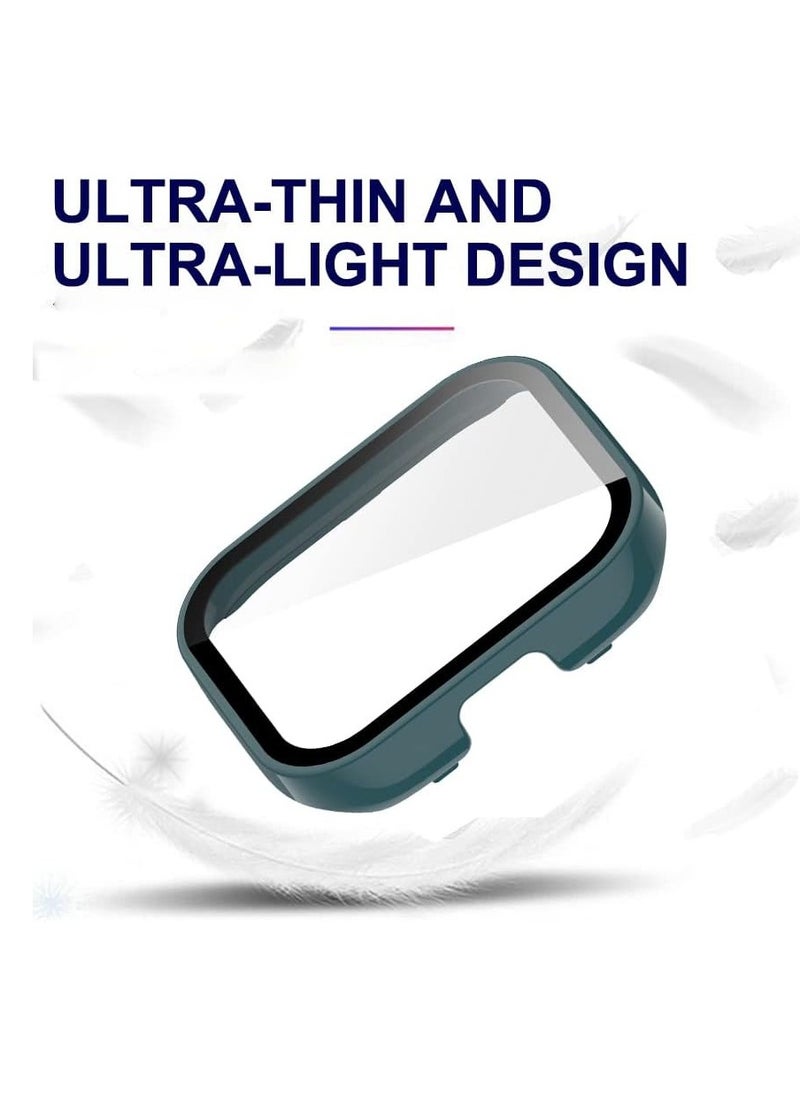 KASTWAVE - 2 Pcs Case With Tempered Glass Screen Protector Compatible for Xiaomi Redmi Watch 3, 9H Hardness All-round Protective Cover Ultra-thin Protective PC Case Cover, Green and Black - Image 1