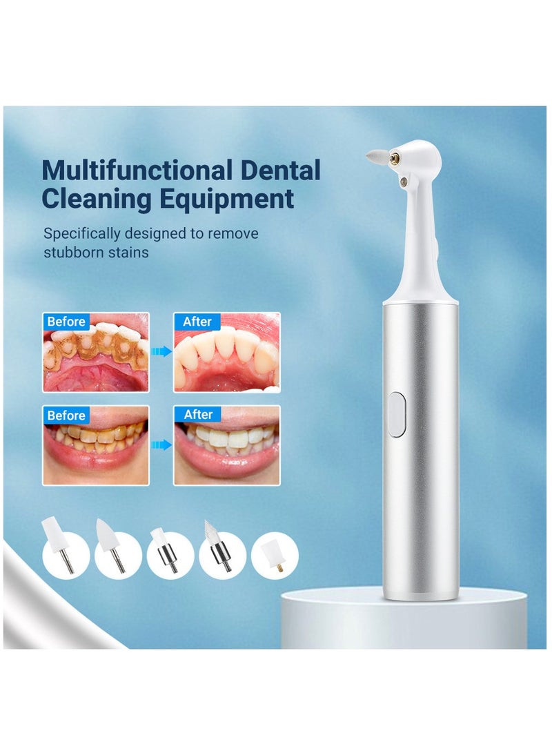 Electric Tooth Polisher Kit, Rechargeable Dental Polisher with 5 Multifunctional Brush Heads, Dental Care Kit for Daily Cleaning, Whitening and Polishing, Waterproof - Image 2