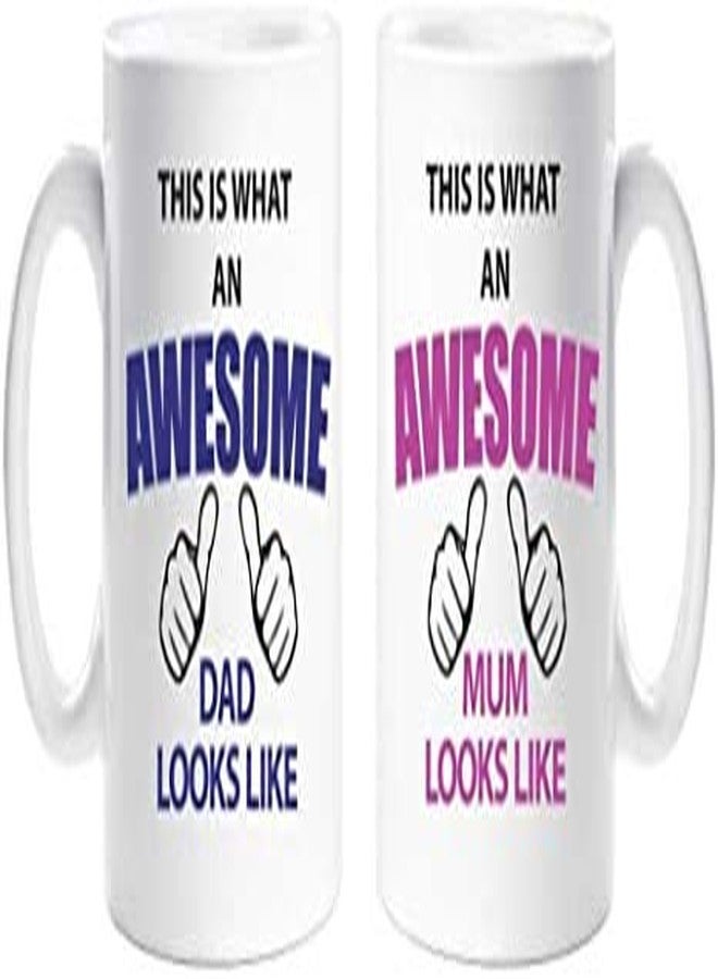 DAYS Anniversary Gift for Mom and Dad Coffee Mugs Set - Papa and Mummy Quotes Printed White Ceramic Mug Cup 11oz (MD-13) - Image 1
