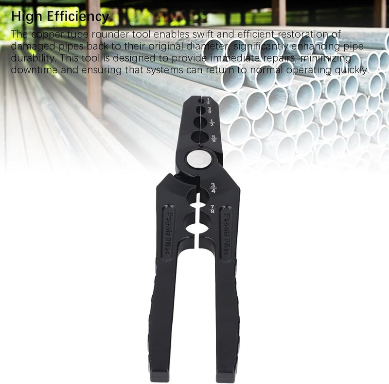 Jectse Manual Copper Tube Rounder, 6 Holes Aluminum Alloy Copper Pipe Repair Plier, Rounding Tool for 1/4, 3/8, 1/2, 5/8, 3/4, and 7/8 Inch - Image 3