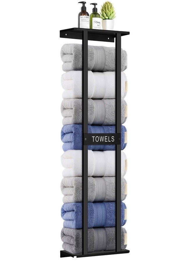 BSNBIC Bathroom Towel Storage Rack, Wall Mounted Bathroom Towel Rack, 30 inch Heavy Duty 6 Large Towels, Wall Mounted Towel Rack for Rolled Towels, Black - Image 1