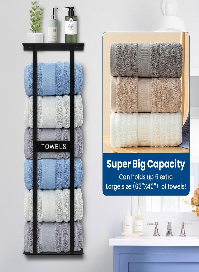 BSNBIC Bathroom Towel Storage Rack, Wall Mounted Bathroom Towel Rack, 30 inch Heavy Duty 6 Large Towels, Wall Mounted Towel Rack for Rolled Towels, Black - Image 2