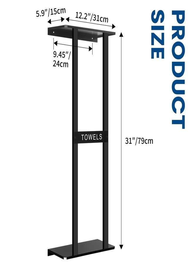 BSNBIC Bathroom Towel Storage Rack, Wall Mounted Bathroom Towel Rack, 30 inch Heavy Duty 6 Large Towels, Wall Mounted Towel Rack for Rolled Towels, Black - Image 3