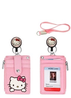 RATSAW Cute Badge Holder Retractable Lanyard Reel Clip with Heavy Duty Carabiner 1 Clear ID Window and 4 Card Slots in 2 Sided  - Image 1