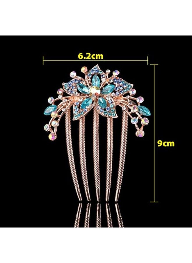 Sankuwen Flower Rhinestones Hair Combs AccessoriesPerfect Mother'S Day GiftsBrithday Gifts (Blue)  - Image 5
