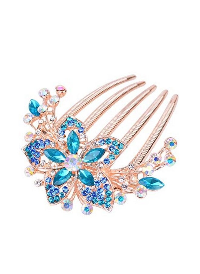Sankuwen Flower Rhinestones Hair Combs AccessoriesPerfect Mother'S Day GiftsBrithday Gifts (Blue)  - Image 1