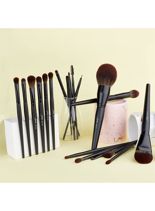 Jessup مجموعة فرش المكياج الاحترافية الاصطناعية الفاخرة للبودرة، الأساس، الهايلايتر، الكونسيلر، ظلال العيون، المزج، قلم الحواجب، فرشاة سبولي، مجموعة 21 قطعة، T271 - Image 3