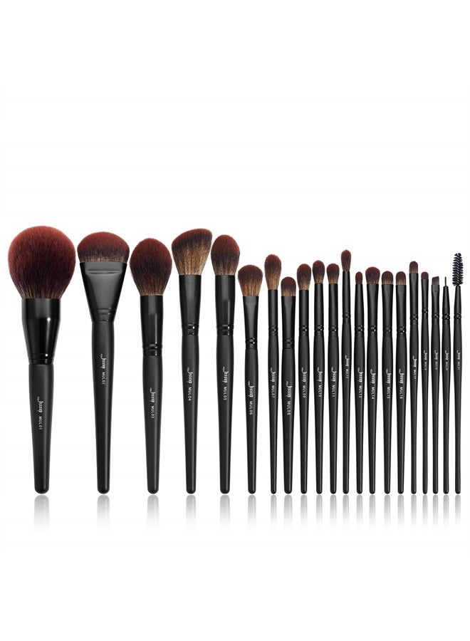 Jessup مجموعة فرش المكياج الاحترافية الاصطناعية الفاخرة للبودرة، الأساس، الهايلايتر، الكونسيلر، ظلال العيون، المزج، قلم الحواجب، فرشاة سبولي، مجموعة 21 قطعة، T271 - Image 1