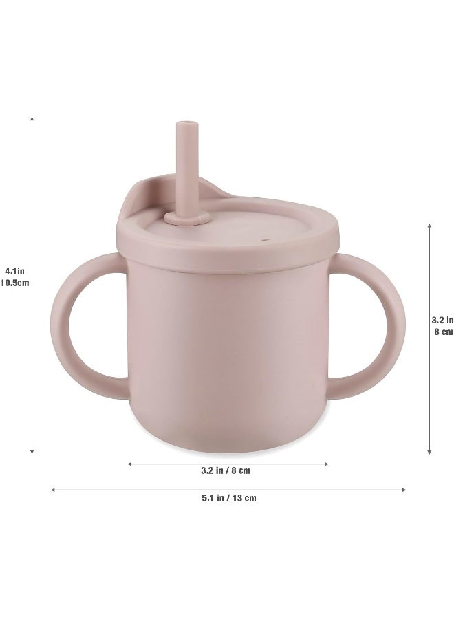 PandaEar 2 Pack Silicone Baby Straw & Snack Cup with 2 Spoons 2 Forks, Dual-Purpose Toddler Training Cups, Pink Green - Image 4