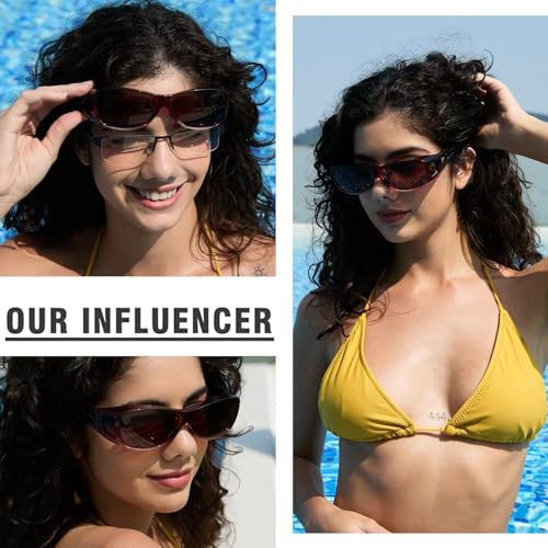 DUCO Polarized Wraparound Fitover Glasses Wear Over Sunglasses for Men Women UV Protection Sun Glasses 8954 (Wine Red Frame Brown Lens) - Image 2