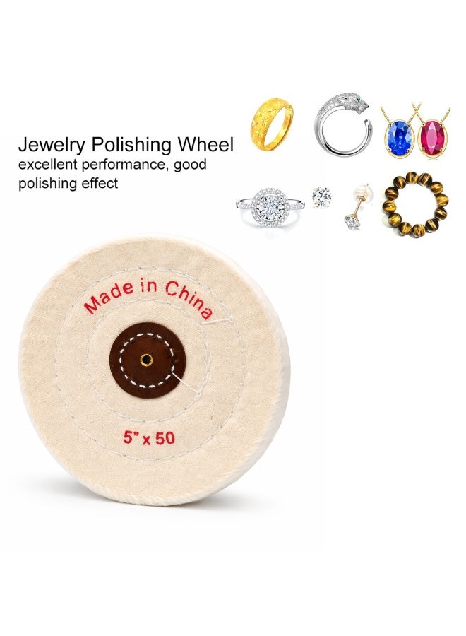 5 Inch Wool Polishing Pad 50 Ply Cotton Buffing Wheel for Bench Grinder Rotary Tool WP002 - Image 4