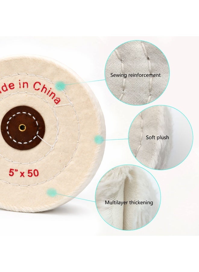 5 Inch Wool Polishing Pad 50 Ply Cotton Buffing Wheel for Bench Grinder Rotary Tool WP002 - Image 5