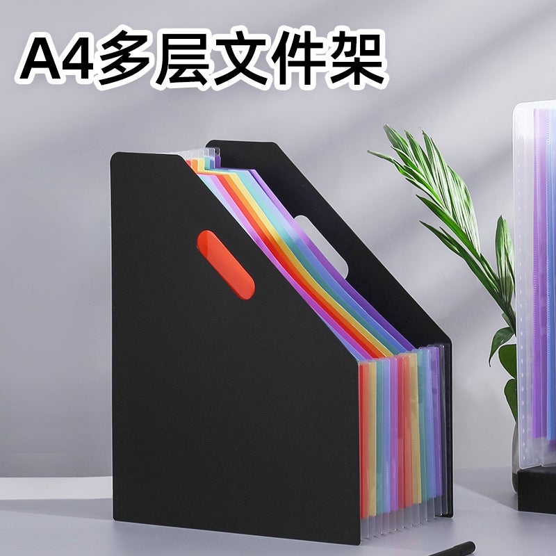 Oblique Mouth Upright Accordion Bag A4 Large Capacity Student Test Paper Storage And Organization Information Bag Telescopic Storage Folder - Image 2