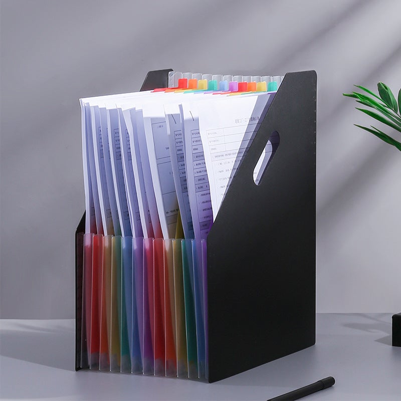 Oblique Mouth Upright Accordion Bag A4 Large Capacity Student Test Paper Storage And Organization Information Bag Telescopic Storage Folder - Image 3