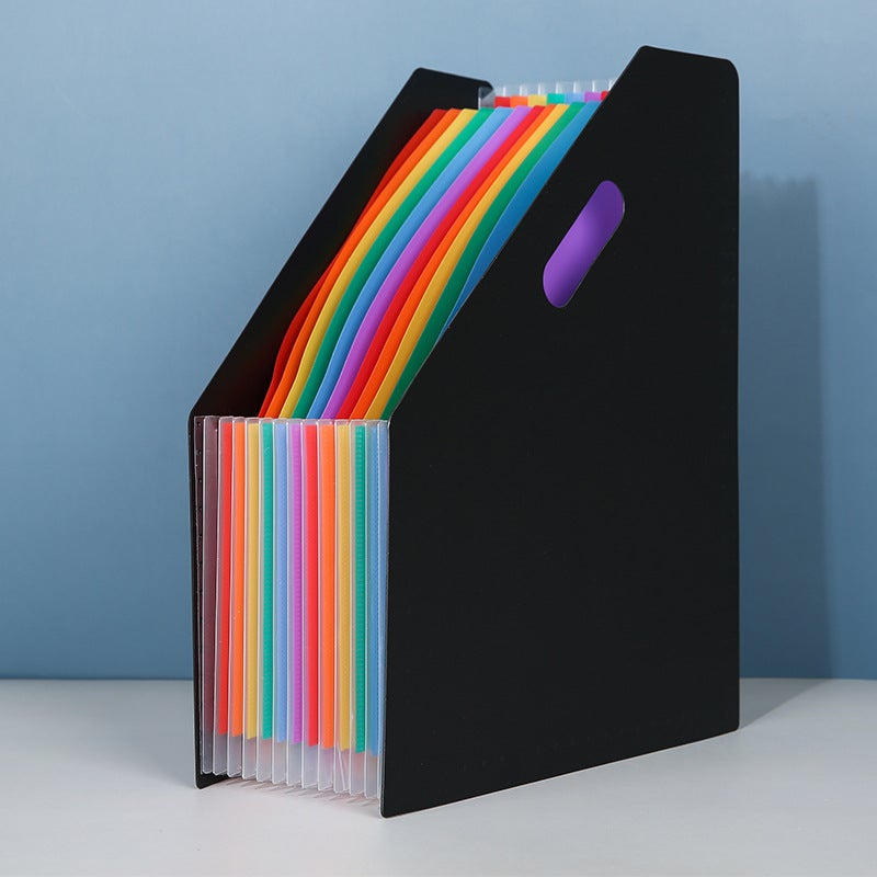 Oblique Mouth Upright Accordion Bag A4 Large Capacity Student Test Paper Storage And Organization Information Bag Telescopic Storage Folder - Image 1