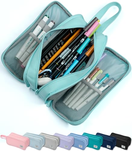 SPACEMATE Pencil Case Pouch Box Bag School Supplies Girls Boys Kids Cute Preppy Stuff Big Capacity Aesthetic Pen Organizer Back to College Stationary Eggshell Blue Extra Large Style 2300ml - Image 1