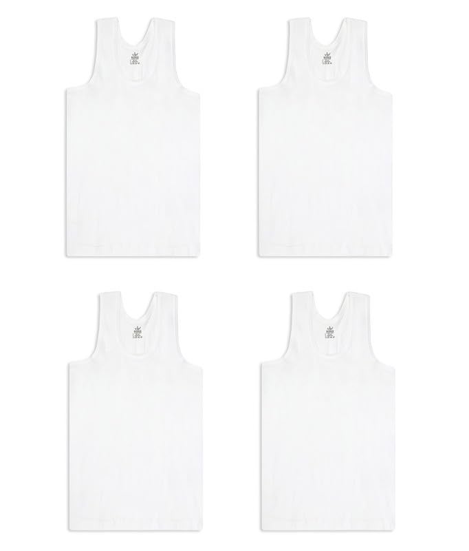 VIP Bonus Junior Kids 100% Cotton Rich Round Neck White Vest for Boys | Sleeveless Baniyans for Kids - Combo Pack - Image 1