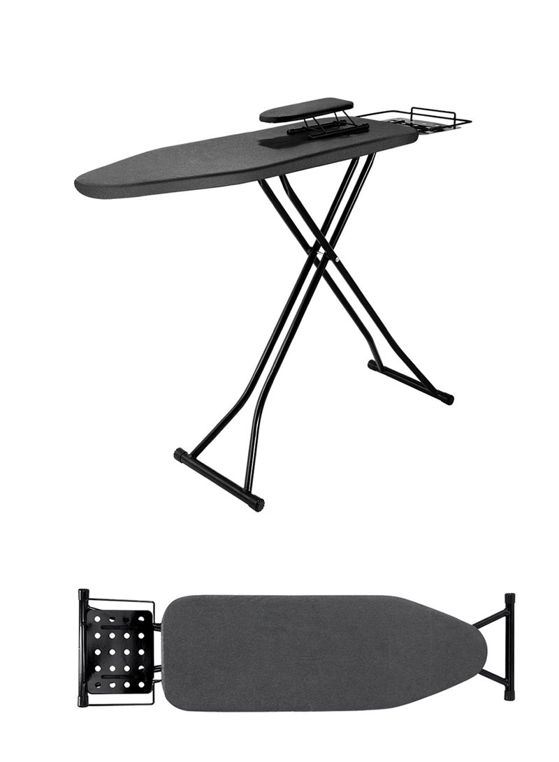 WEMART ironing board with Heat Resistant Cover, Adjustable Height ironing board, Iron Rest and Safety Lock, Heat Resistant, ironing board for Dorm, Home, Laundry Room, Black - Image 1