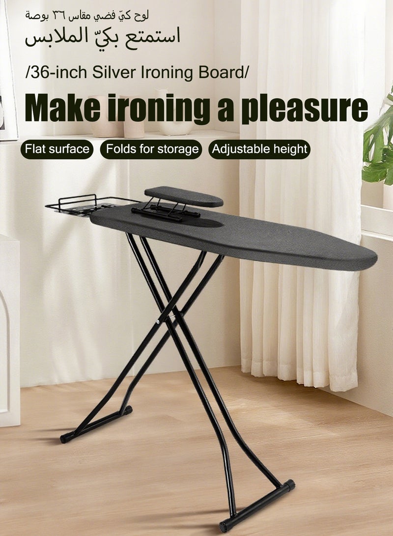 WEMART ironing board with Heat Resistant Cover, Adjustable Height ironing board, Iron Rest and Safety Lock, Heat Resistant, ironing board for Dorm, Home, Laundry Room, Black - Image 4