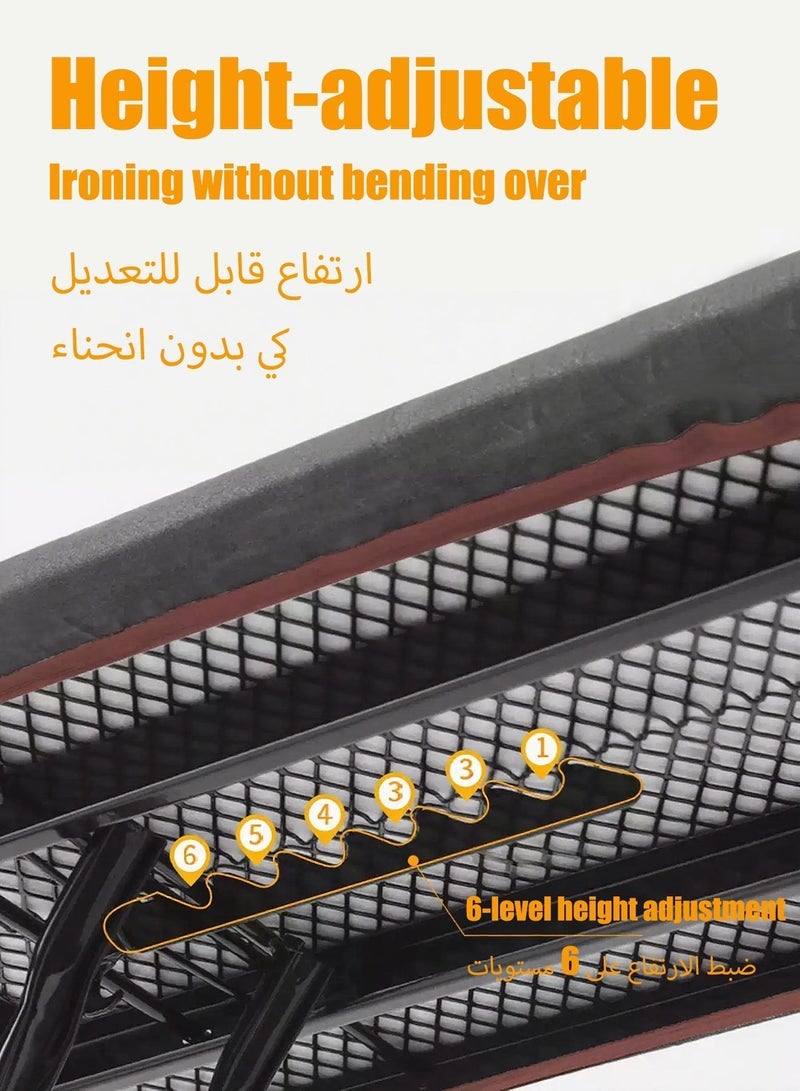 ويمارت لوح كي مع غطاء مقاوم للحرارة، لوح كي قابل لتعديل الارتفاع، مسند مكواة وقفل أمان، مقاوم للحرارة، لوح كي للسكن الجامعي، المنزل، غرفة الغسيل، أسود - Image 2